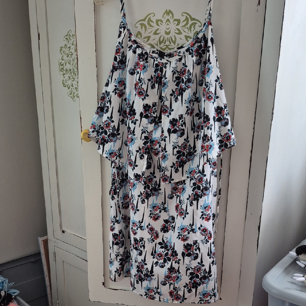 Volcom Blue and White Asymmetrical Sundress